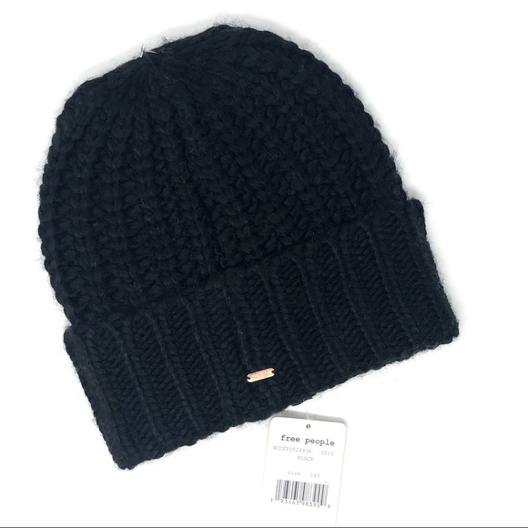 NWT Free People Everything Rosy Black Wool Beanie - Picture 6 of 8